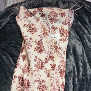 pink and white formal dress NEW with slit and long